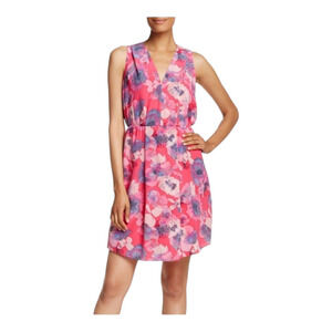 Rebecca Taylor Silk Floral Mini Dress A-line sleeveless pleated size 2